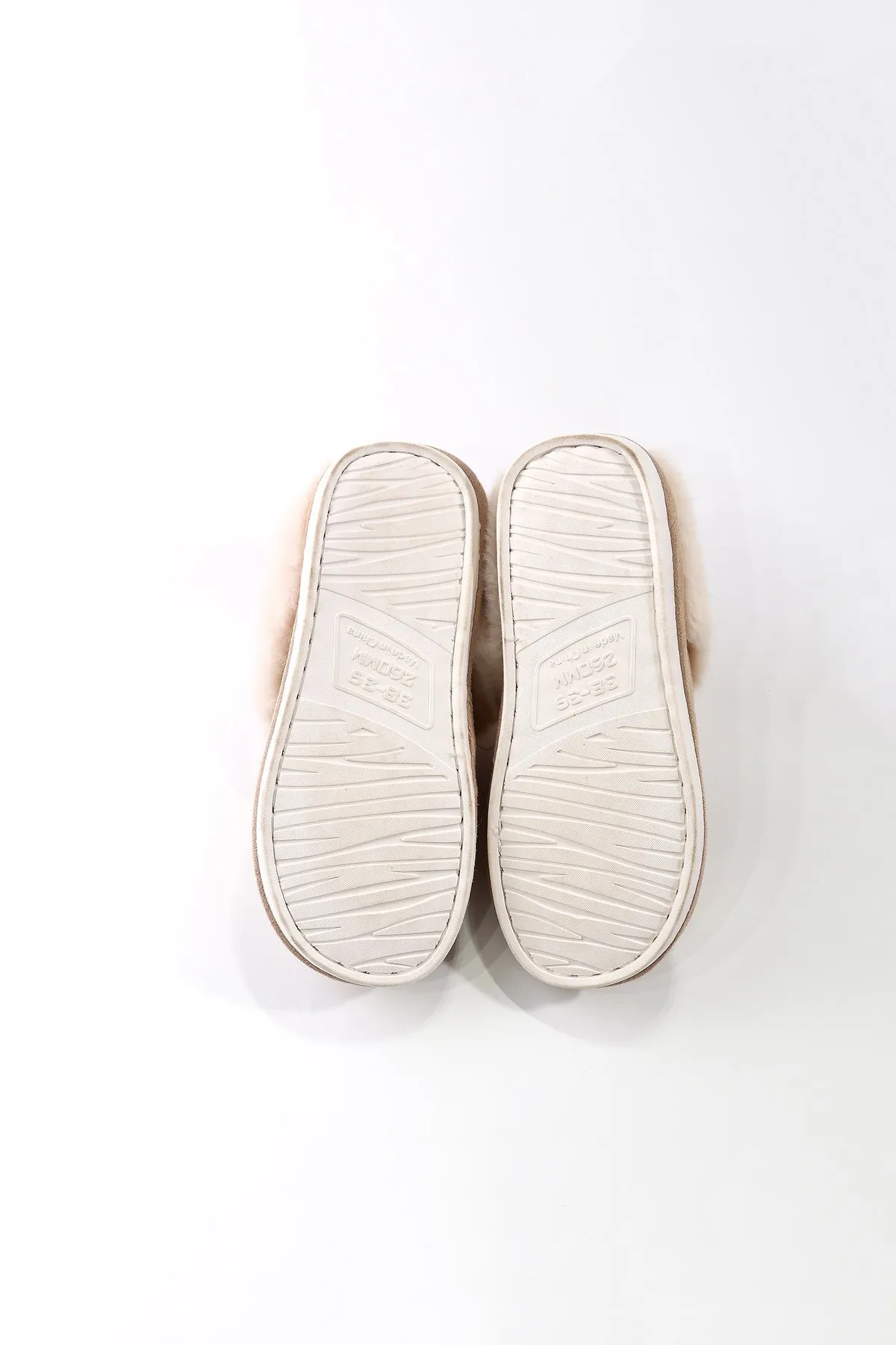 Beige Faux Suede Mule Slippers