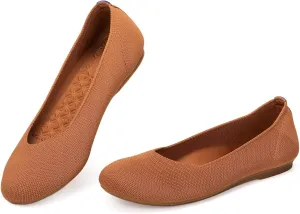 BEJINASH Ballet Flats for Women Soft Slip On Flat Shoes Knit Round Toe Work Flat Mesh Woman Walking Shoes Comfortable Casual