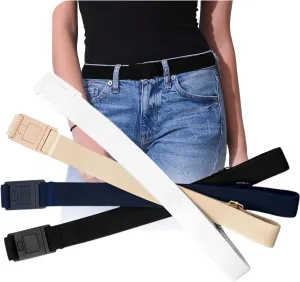 BELTAWAY Easily Adjustable Elastic Flat Buckle No Show Belts for Women – Stretch No Bulge jeans pants