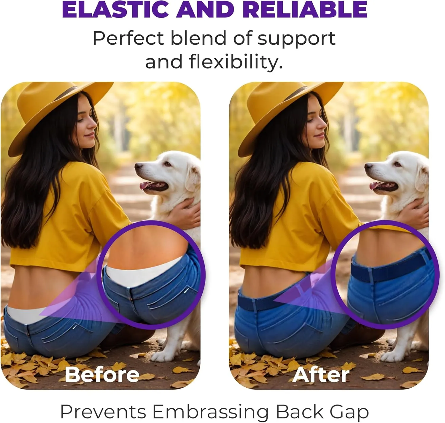 BELTAWAY Easily Adjustable Elastic Flat Buckle No Show Belts for Women – Stretch No Bulge jeans pants
