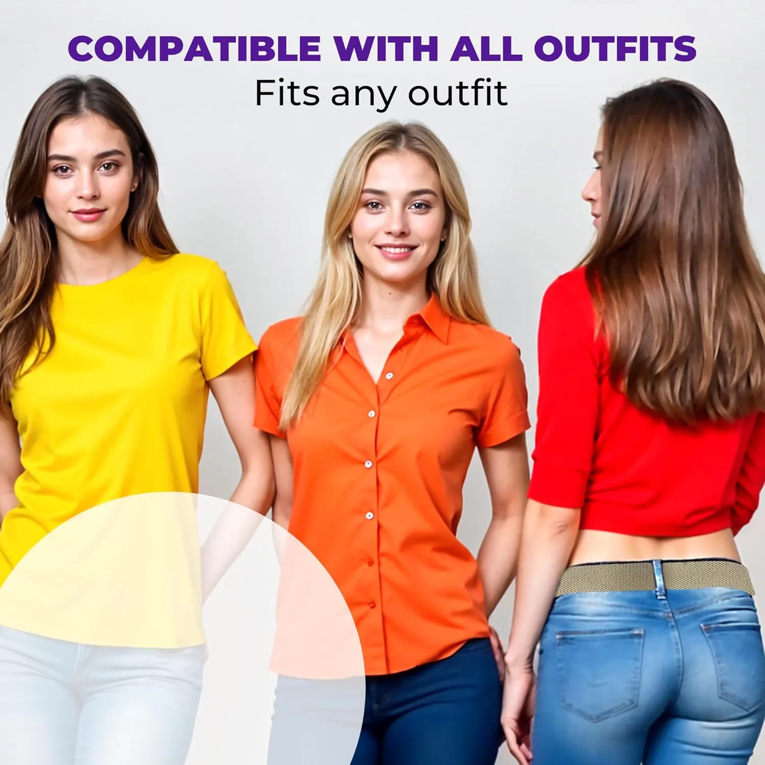 BELTAWAY Easily Adjustable Elastic Flat Buckle No Show Belts for Women – Stretch No Bulge jeans pants