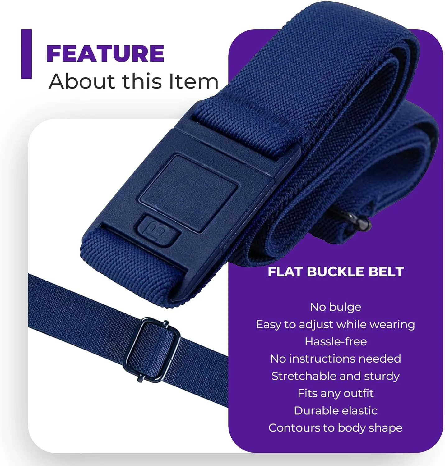 BELTAWAY Easily Adjustable Elastic Flat Buckle No Show Belts for Women – Stretch No Bulge jeans pants