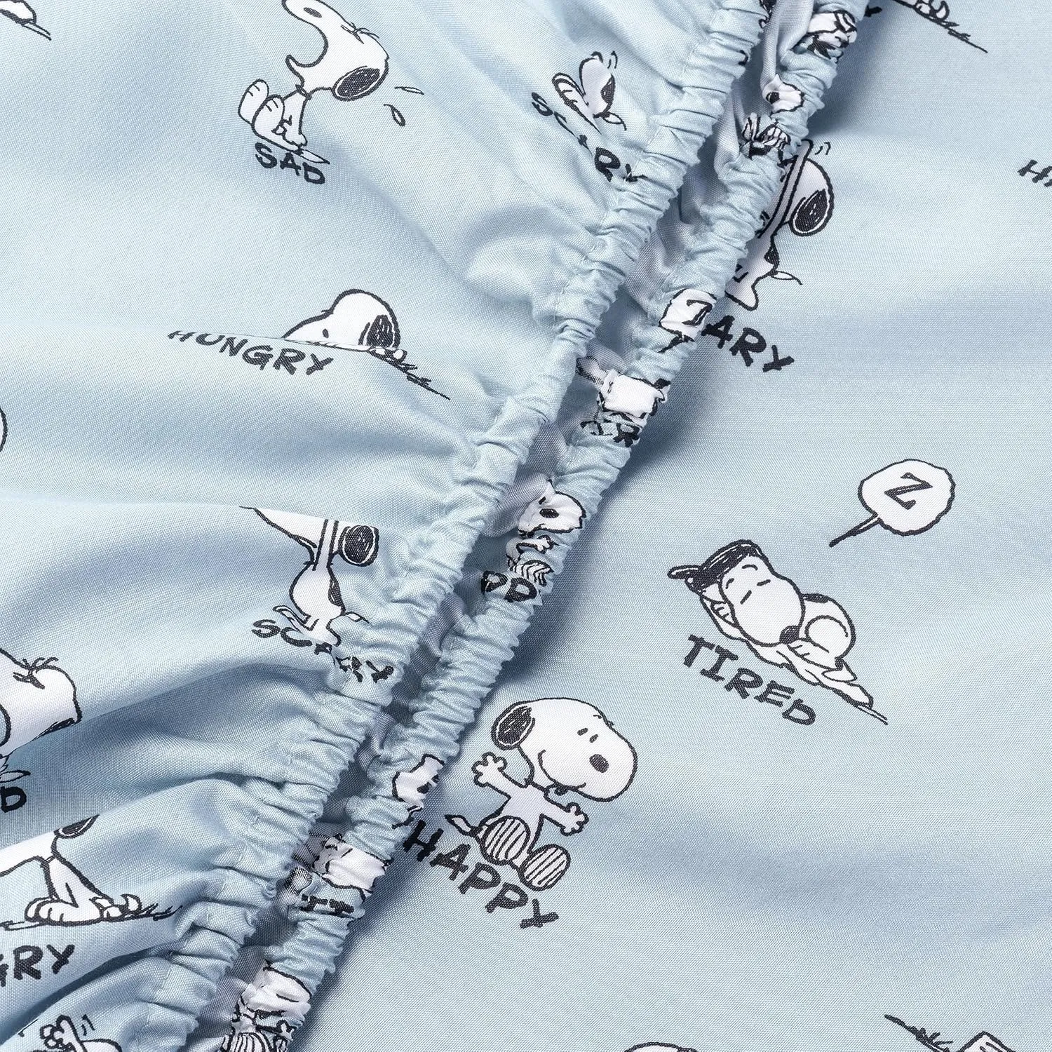Berkshire Blanket Peanuts® Kids Sheet Set, Full Size - 4 Pieces, Peanuts® Snoopy Different Emotion Sheet Scale Murky Blue, Cute Character Snoopy Printed Soft Microfiber Bed Sheets