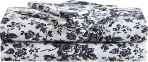 Betsey Johnson - Queen Bed Sheets, Soft & Lightweight Bedding, Fade & Wrinkle Resistant (Betseys Toile Black, Queen)