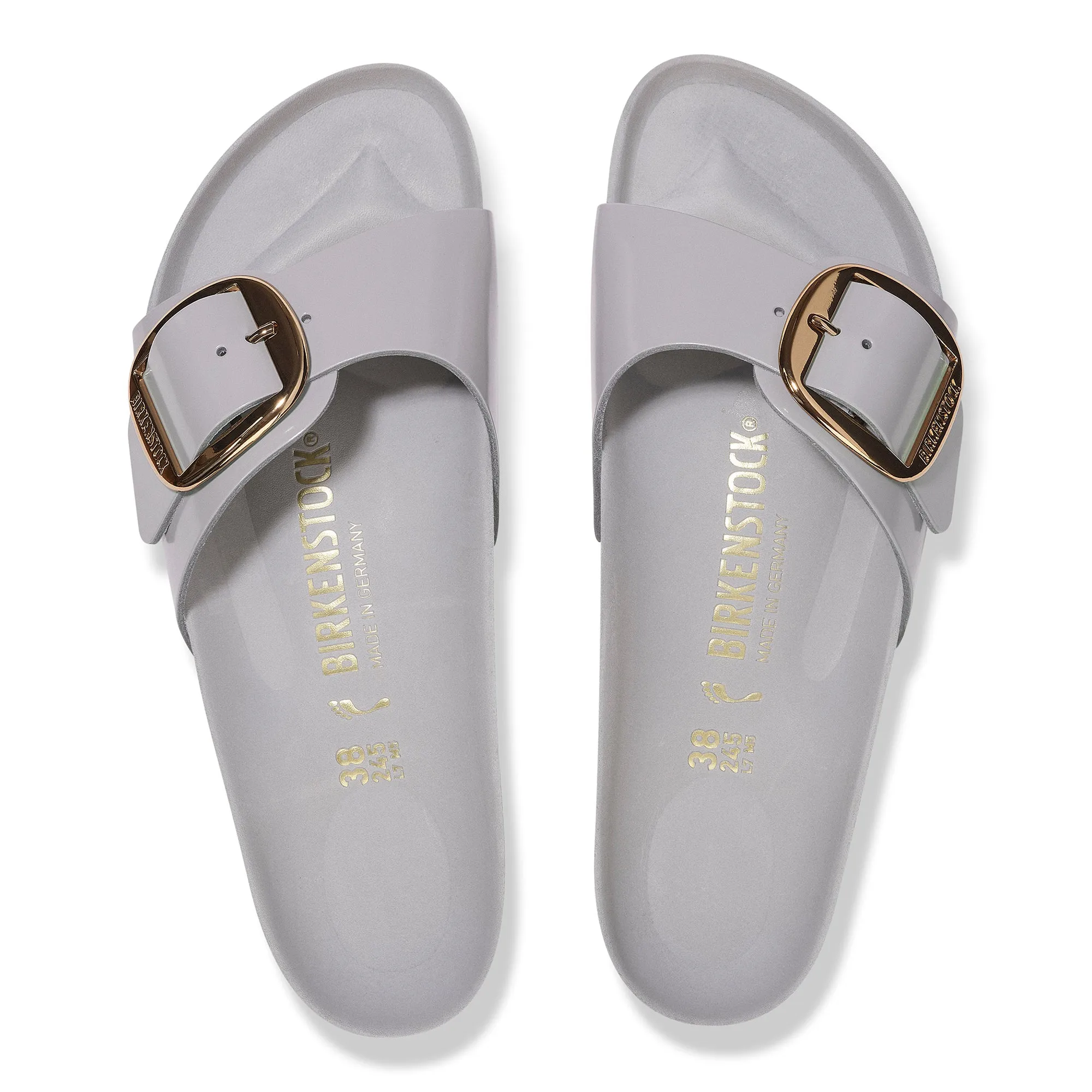 Birkenstock Madrid Big Buckle high shine stone coin leather