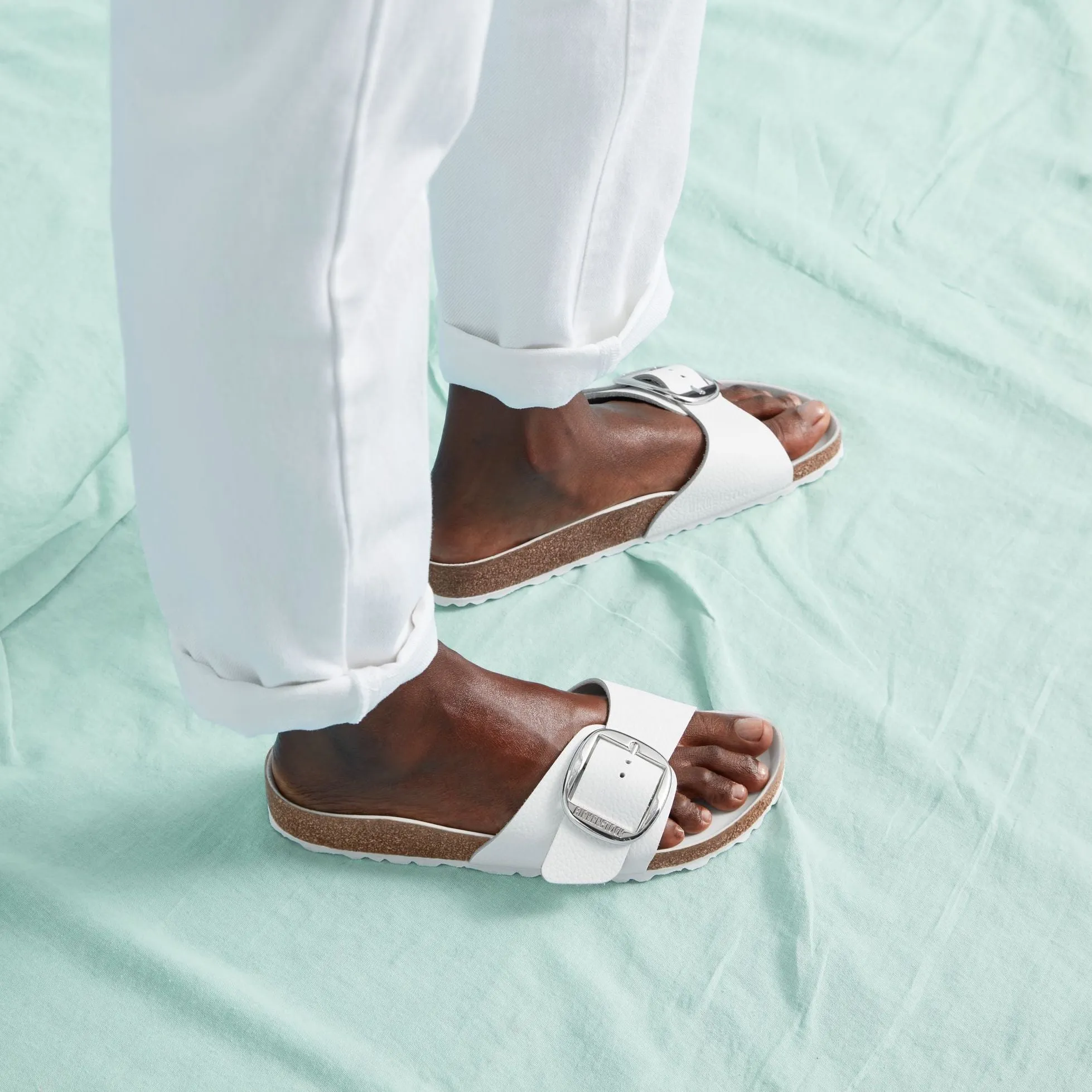 Birkenstock Madrid Big Buckle white leather