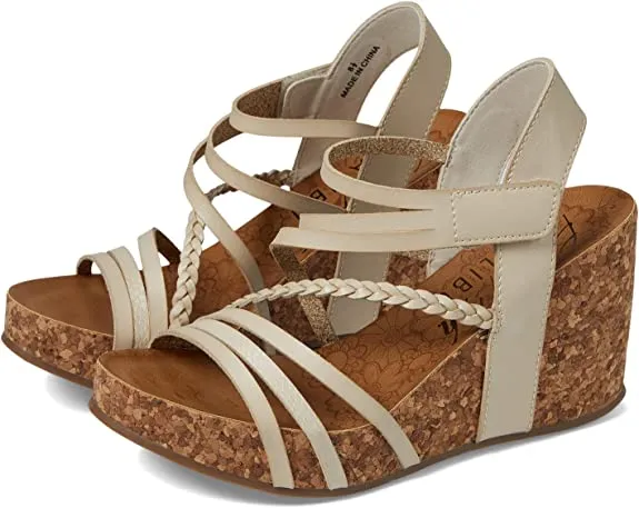 Blowfish Cut/Amazon Festive offer Malibu Rawhide Die Premium White Heidi Wedge Sands Sandals Strappy