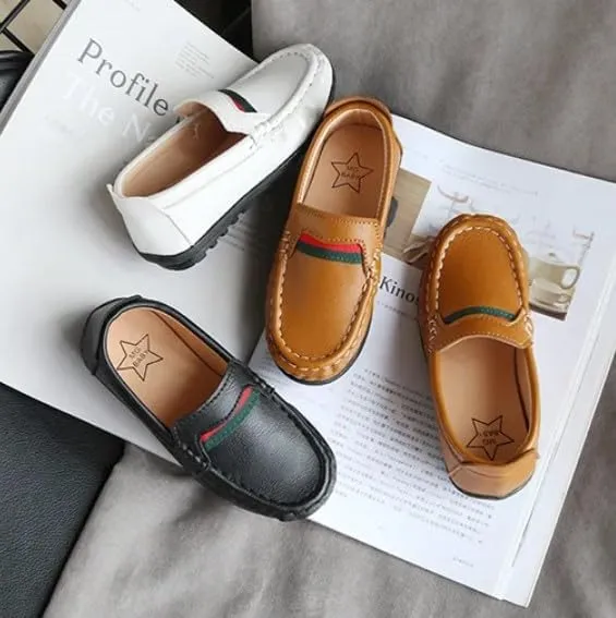 Boys Dress Loafer Shoes Leather Casual Shoes Slip-On Comfort