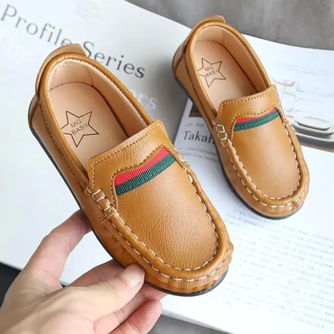 Boys Dress Loafer Shoes Leather Casual Shoes Slip-On Comfort