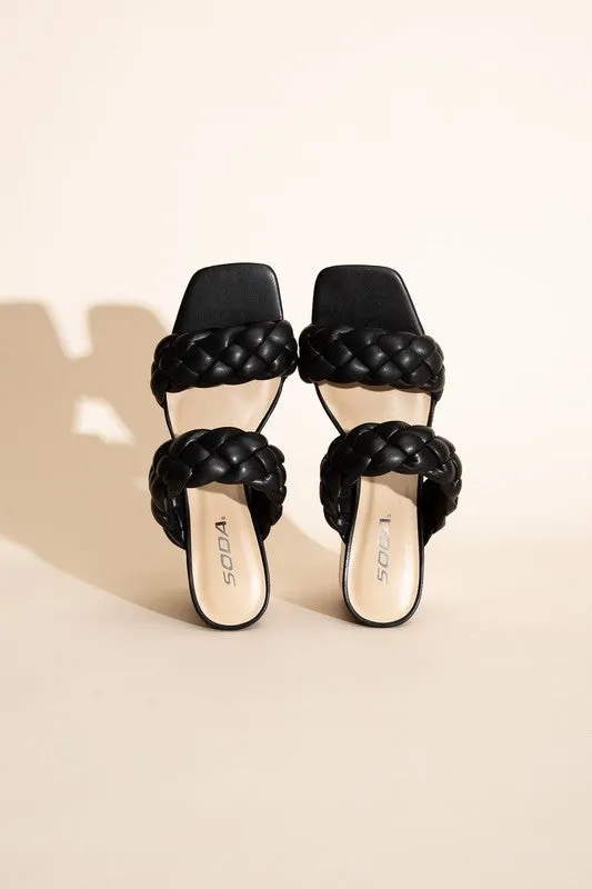 Brandy Braided Strap Mule Heels