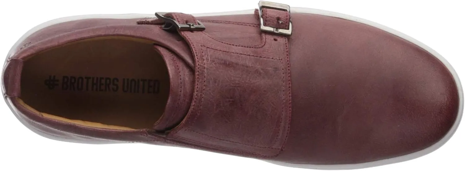 Brothers United Men's Leather Luxury Double Monk Slip on Sneaker Loafer