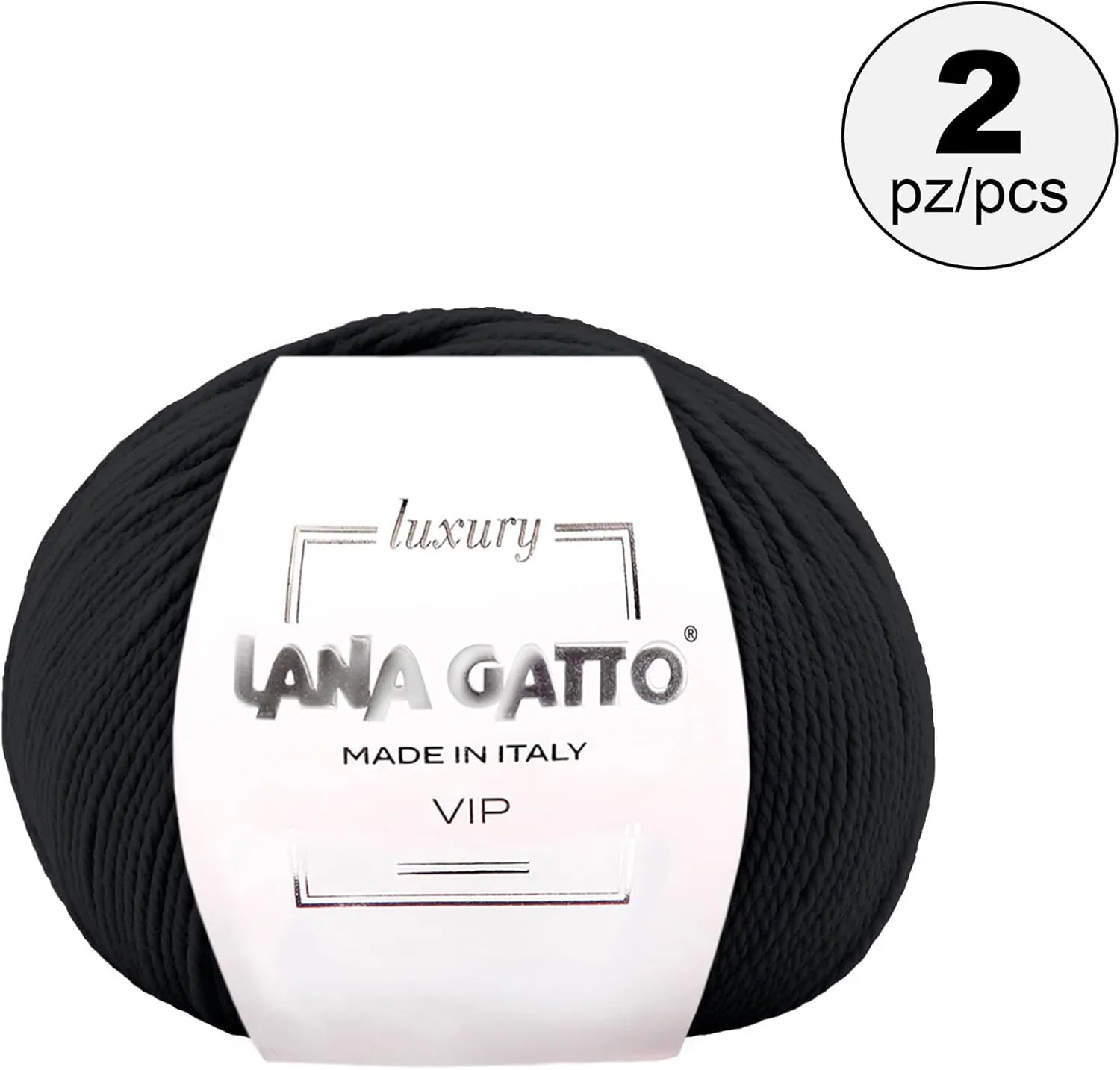 Cashmere and Extra-fine Merino Wool Luxurious Yarns for Hand Knitting and Crocheting, Made in Italy (Black - 1500, 2)