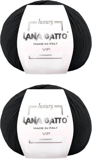 Cashmere and Extra-fine Merino Wool Luxurious Yarns for Hand Knitting and Crocheting, Made in Italy (Black - 1500, 2)