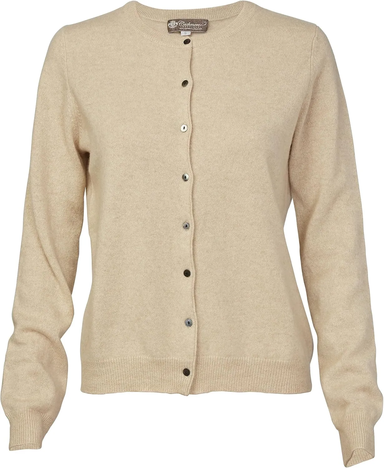 Cashmere Boutique 100% Pure Cashmere Women Cardigan Sweater - Round Neck, Long Sleeve, Button Down, Soft and Warm Sweater