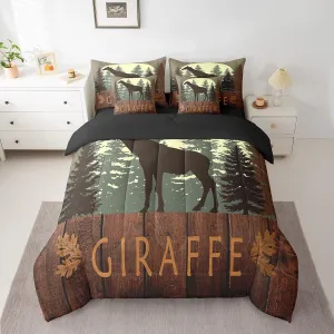 Castle Fairy Cute Rabbit Silhouette Comforter Set with Sheets Twin Size Lodge Cabin Jungle Rustic Style Bedding Sets for Kids Teens Adults Bedroom Dorm Decor All Season Lightweight Bed Set 7 Pcs