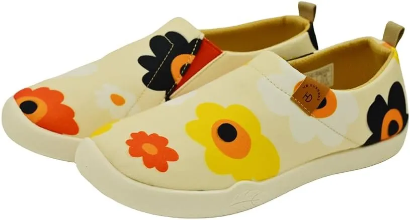 Casual Walking Shoes，Slip on Canvas，Lightweight Sneaker，Comfort Travel Loafer Stylish Printed Flat Multi Color
