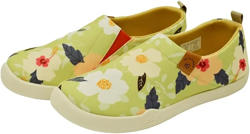 Casual Walking Shoes，Slip on Canvas，Lightweight Sneaker，Comfort Travel Loafer Stylish Printed Flat Multi Color