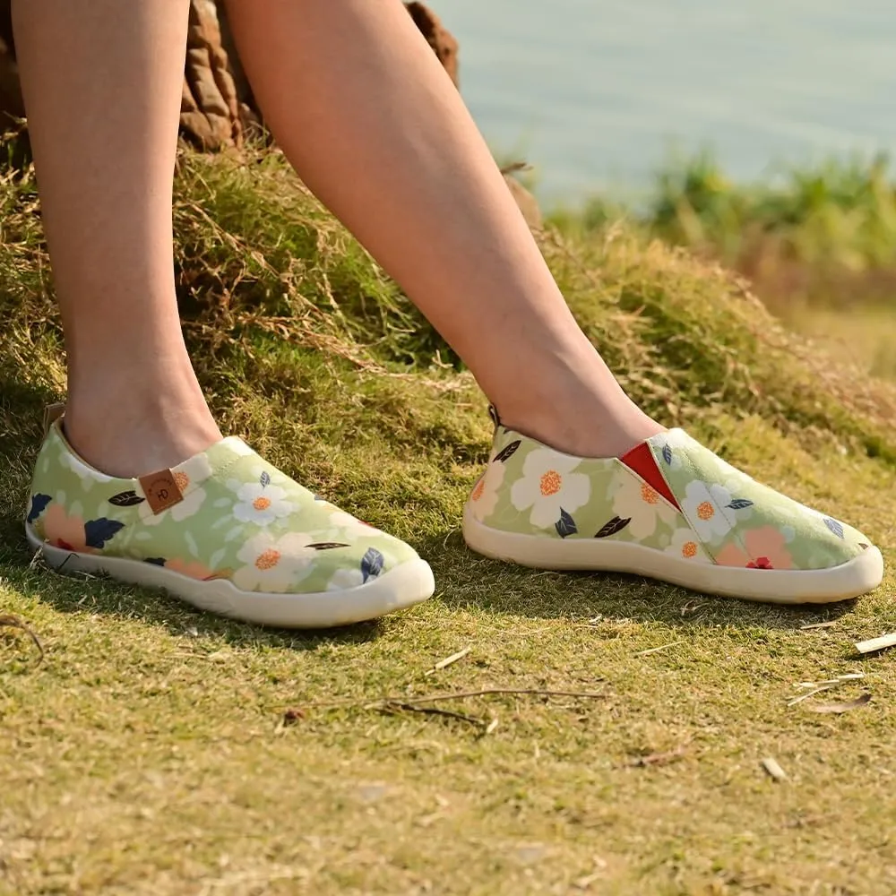Casual Walking Shoes，Slip on Canvas，Lightweight Sneaker，Comfort Travel Loafer Stylish Printed Flat Multi Color