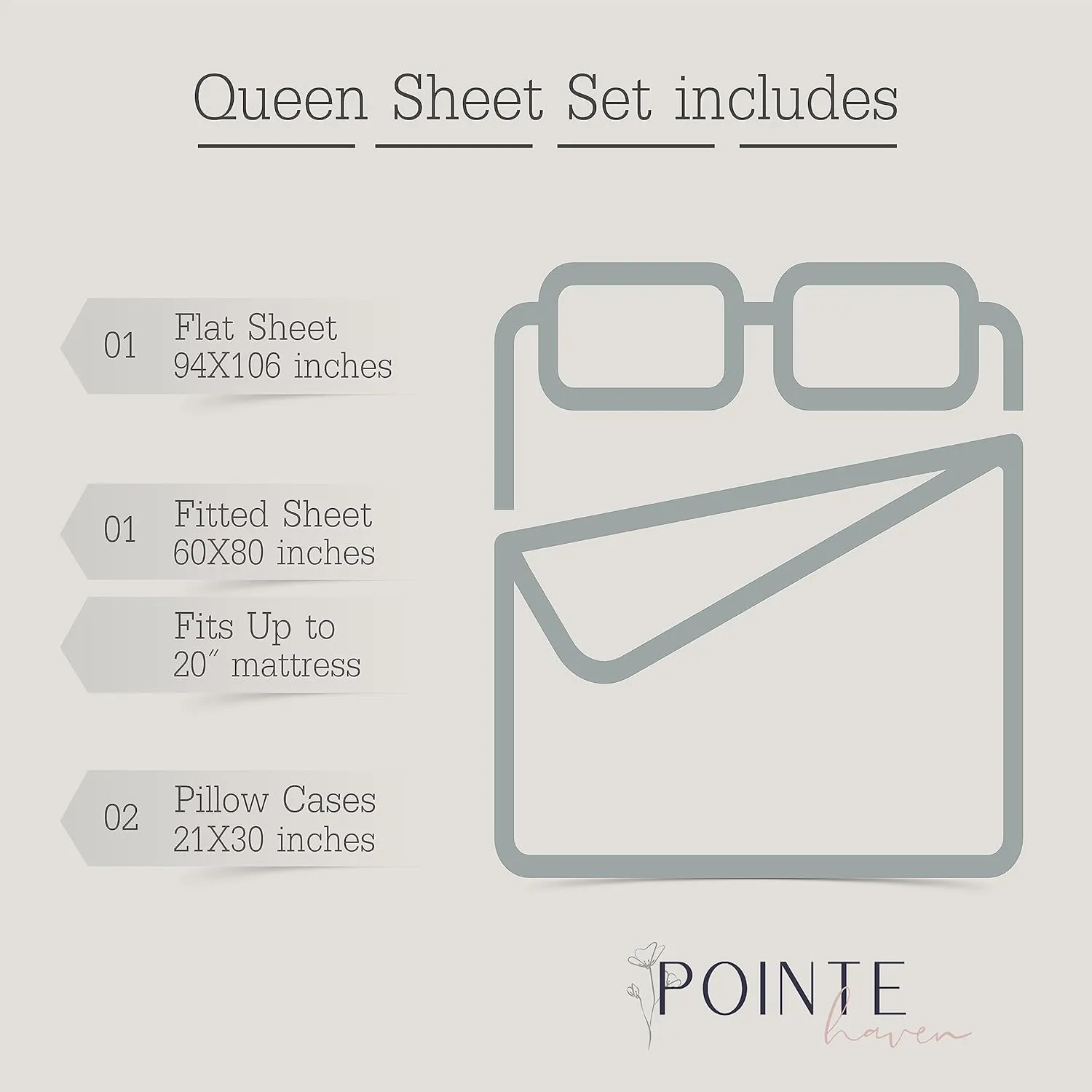 Celeste Home 610 Thread Count Pima Cotton Sheet Set, Queen, White