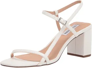 Chic Steve Madden Super savings Strappy Swoon Lizard Block Open White Sandals Personalized assistance Retro Heeled Toe