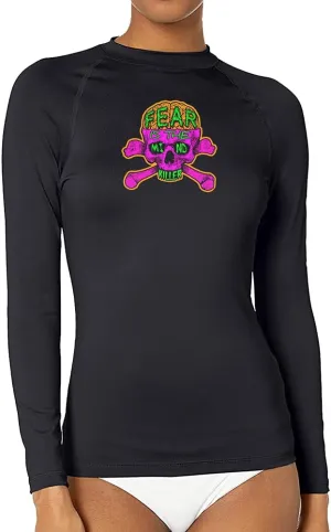 CHOO Women's Pirate Skull Uv-Protected Sports Fitted Shirt Skin Tee for Fishing, Large