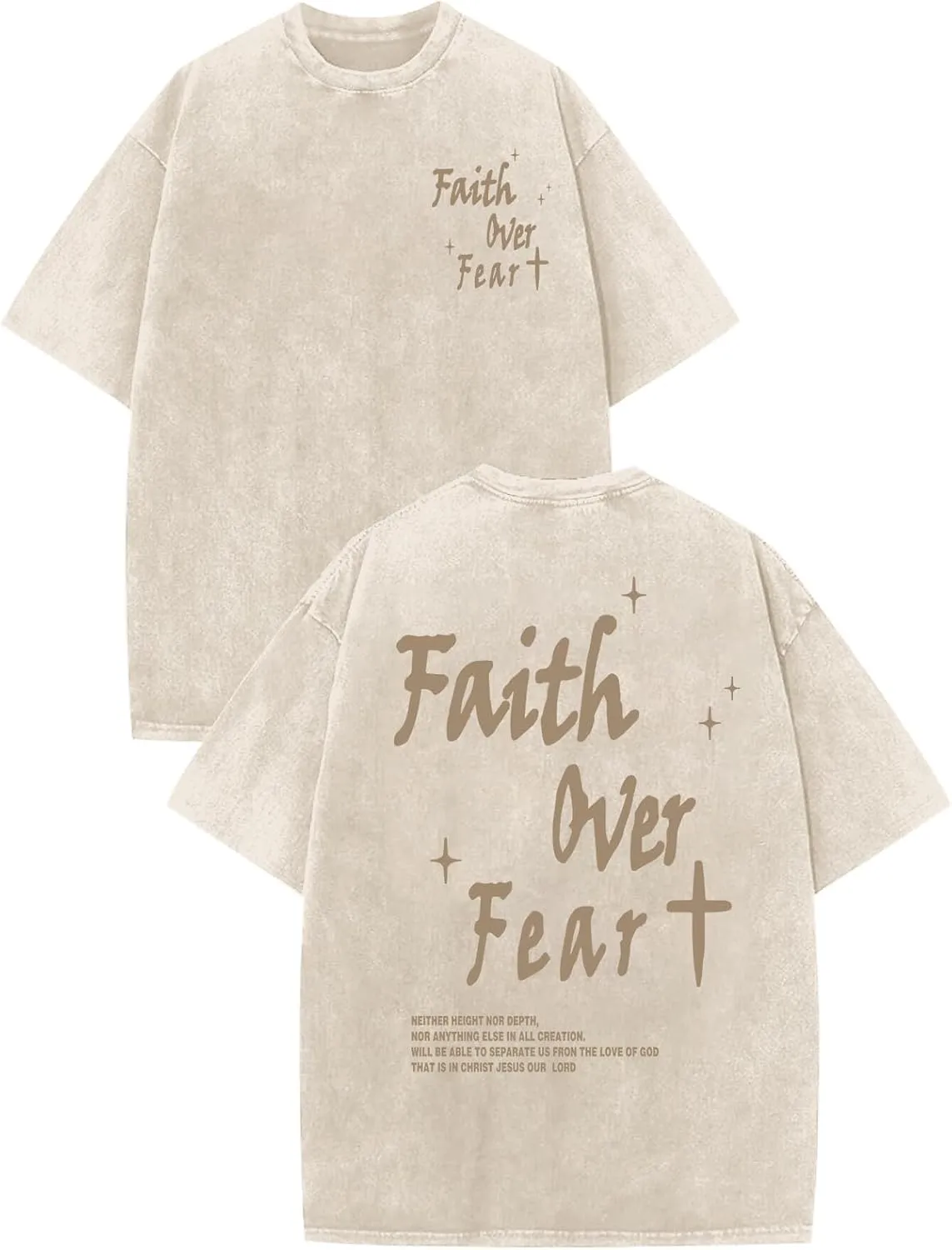 Christian Shirts for Men Faith Over Fear Acid Wash Tshirts Faith Religious Tees God Bible Verse Inspirational Tops