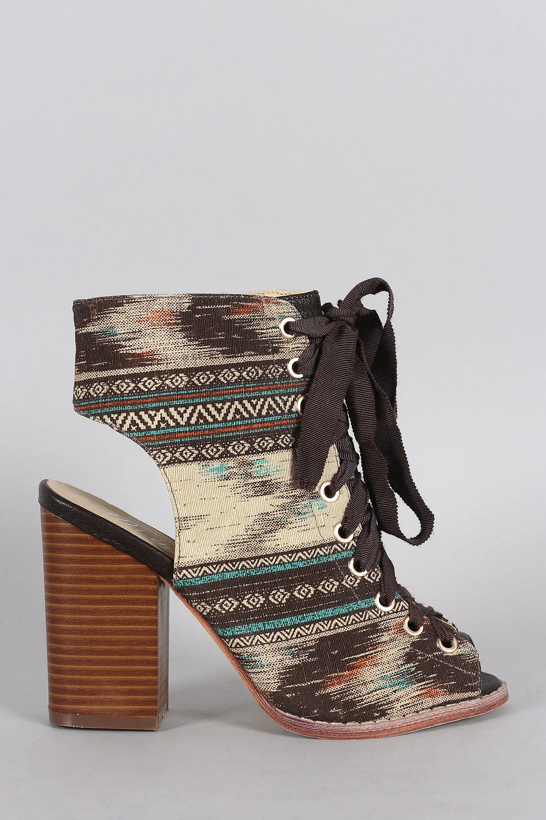 Chunky Up Peep Tribal Digital-first Heel Lace Mule Responsive Toe