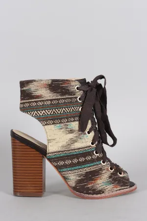 Chunky Up Peep Tribal Digital-first Heel Lace Mule Responsive Toe