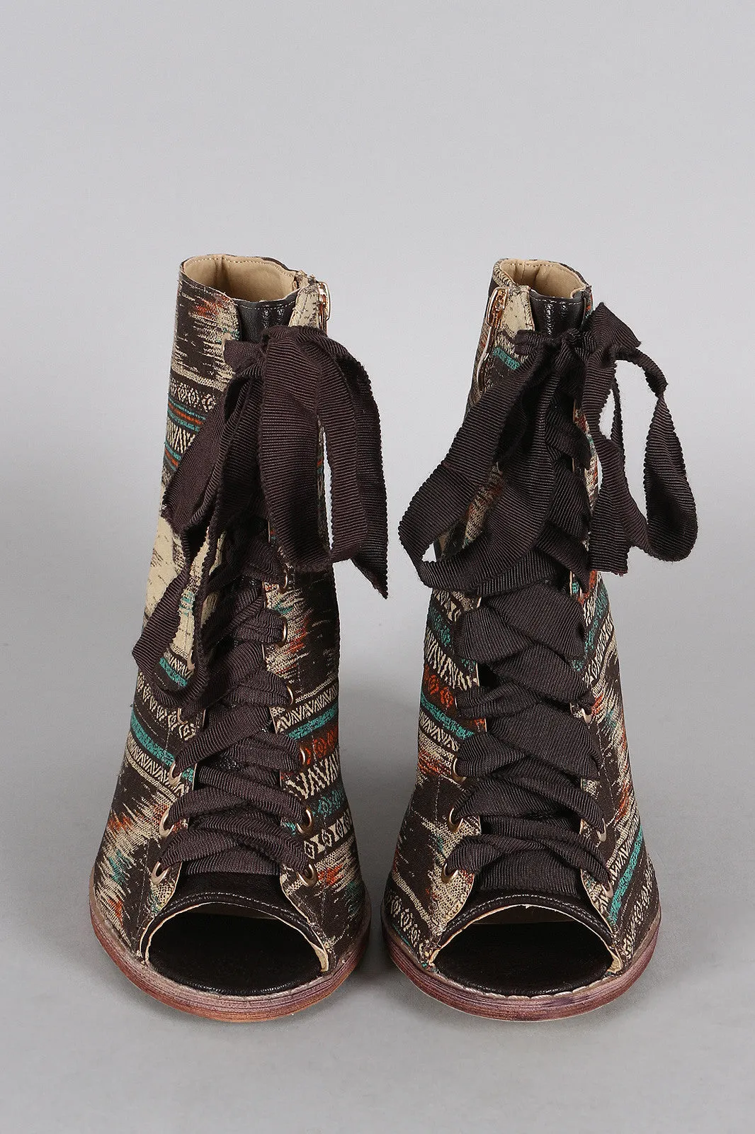 Chunky Up Peep Tribal Digital-first Heel Lace Mule Responsive Toe