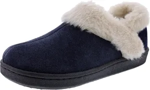 CLARKS Sarah Indoor and Outdoor Slipper Cozy Wool Mule Slip-On Fur Lined Clogs (7 M US, Navy Cow Suede)