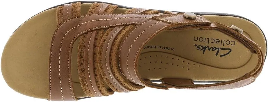 Clarks Women's Laurieann Erin Flat Sandal, Tan Combi, 7.5