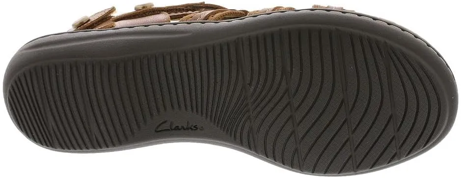 Clarks Women's Laurieann Erin Flat Sandal, Tan Combi, 7.5
