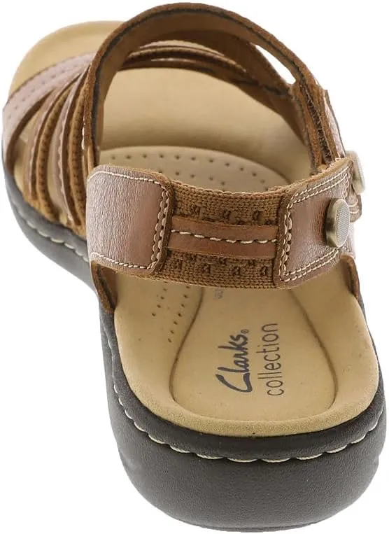 Clarks Women's Laurieann Erin Flat Sandal, Tan Combi, 7.5
