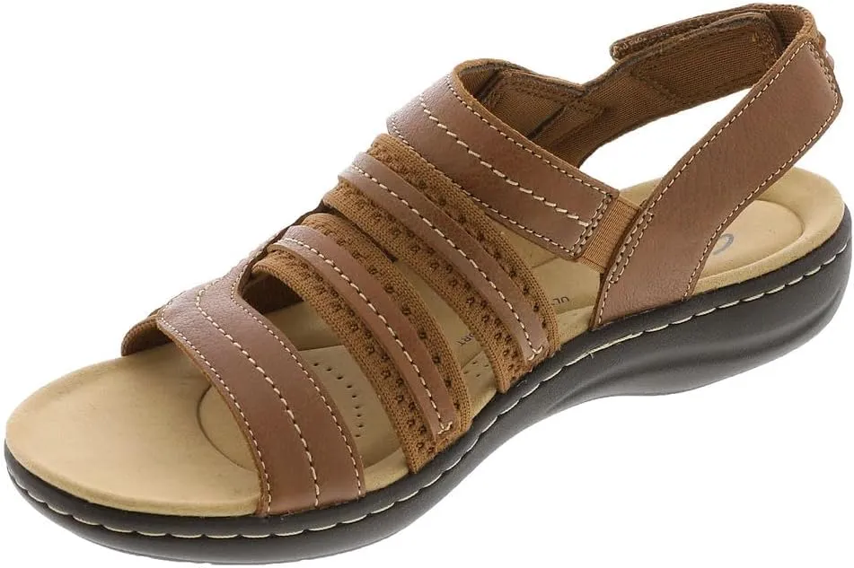 Clarks Women's Laurieann Erin Flat Sandal, Tan Combi, 7.5