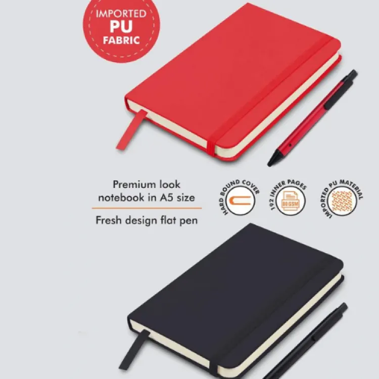 Classic Notebook Gift Set: A5 Elastic Notebook with Flat Pen