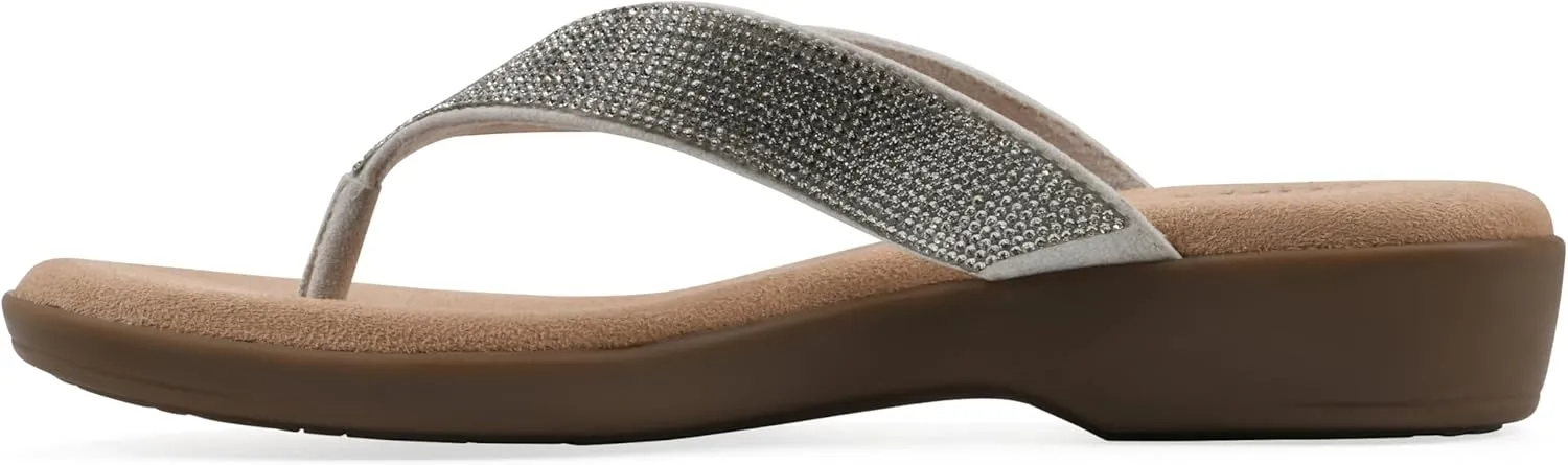 CLIFFS BY WHITE MOUNTAIN Women's Becharm Rhinestoned Thong Sandal