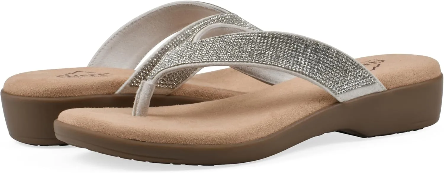 CLIFFS BY WHITE MOUNTAIN Women's Becharm Rhinestoned Thong Sandal