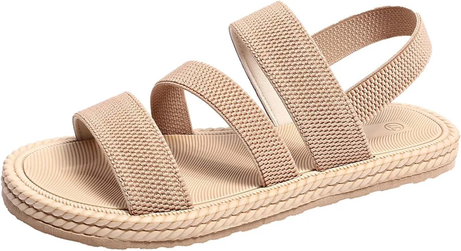 Comfortable Walking Open Toe Flat Sandals, Slide Slip on Casual Elastic Ankle Strap For Women Summer Dressy Outdoor Soft soles Sandals