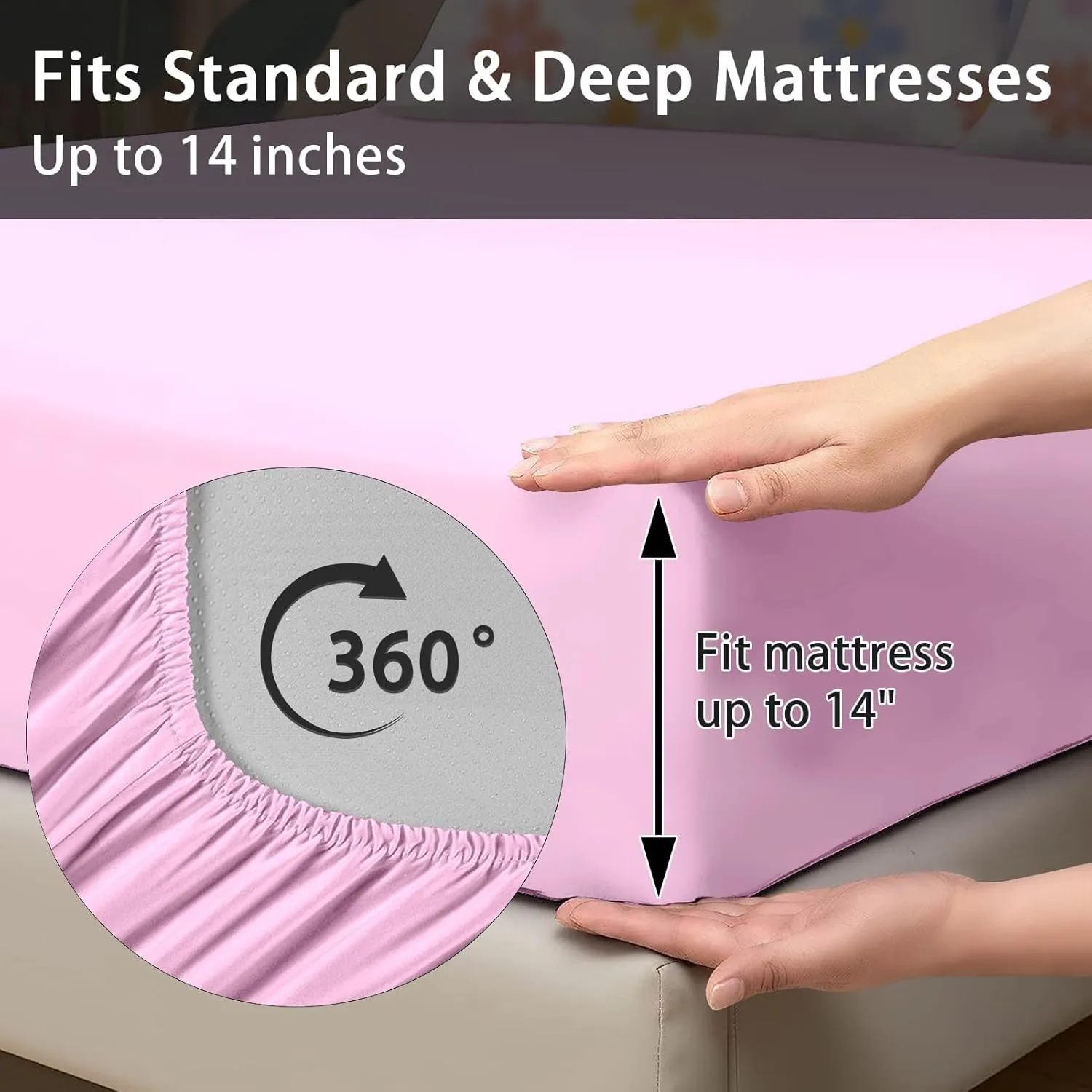 Comforter Set Queen Size, Retro Daisy Pink 7 Pcs Bedding for Kids and Adults, Hippie Aesthetic Kids Bed Sheet Sets with Fitted Sheet 2 Pillowcases & 2 Shams for Bedroom Bed Decor