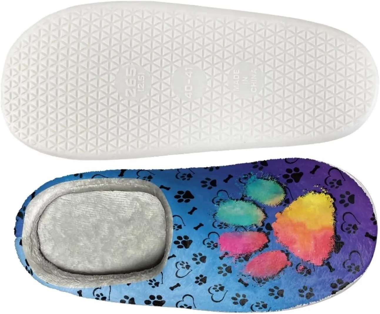 Comfy Fuzzy House Slippers for Women Men, Closed Toe Flat Plush Cotton Slippers Home Shoes Soft Non-Slip Rubber Sole Scuff Slippers for Indoor & Outdoor