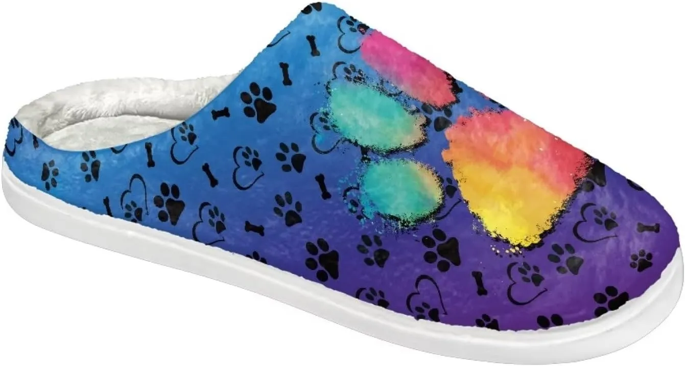 Comfy Fuzzy House Slippers for Women Men, Closed Toe Flat Plush Cotton Slippers Home Shoes Soft Non-Slip Rubber Sole Scuff Slippers for Indoor & Outdoor