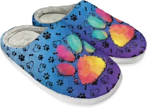 Comfy Fuzzy House Slippers for Women Men, Closed Toe Flat Plush Cotton Slippers Home Shoes Soft Non-Slip Rubber Sole Scuff Slippers for Indoor & Outdoor