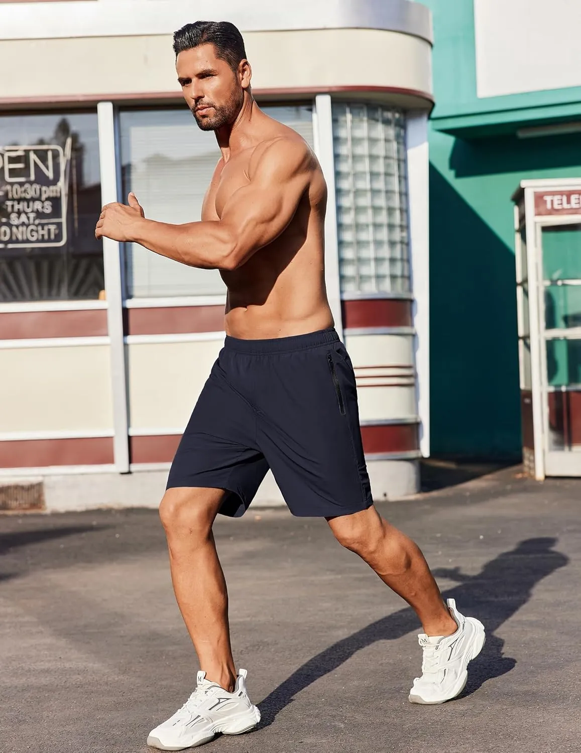 COOFANDY Men's Gym Workout Athletic Shorts Running Jogger Quick Dry Lightweight Shorts with Zipper Pockets