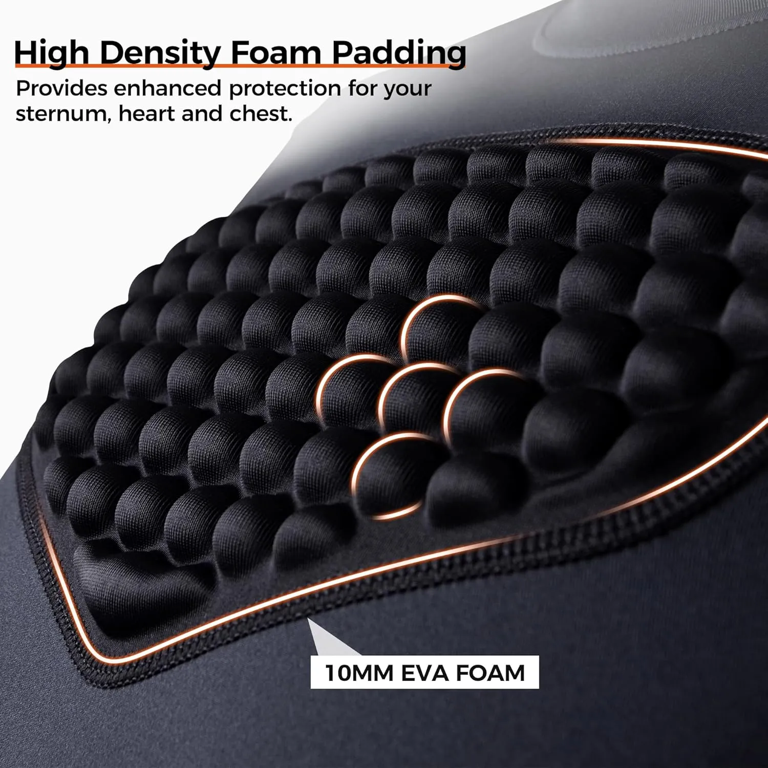 COOLOMG Mens Baseball Chest Rib Protector Adult Football Padded Compression Shirt Heart Sternum Guard for Rugby Lacrosse