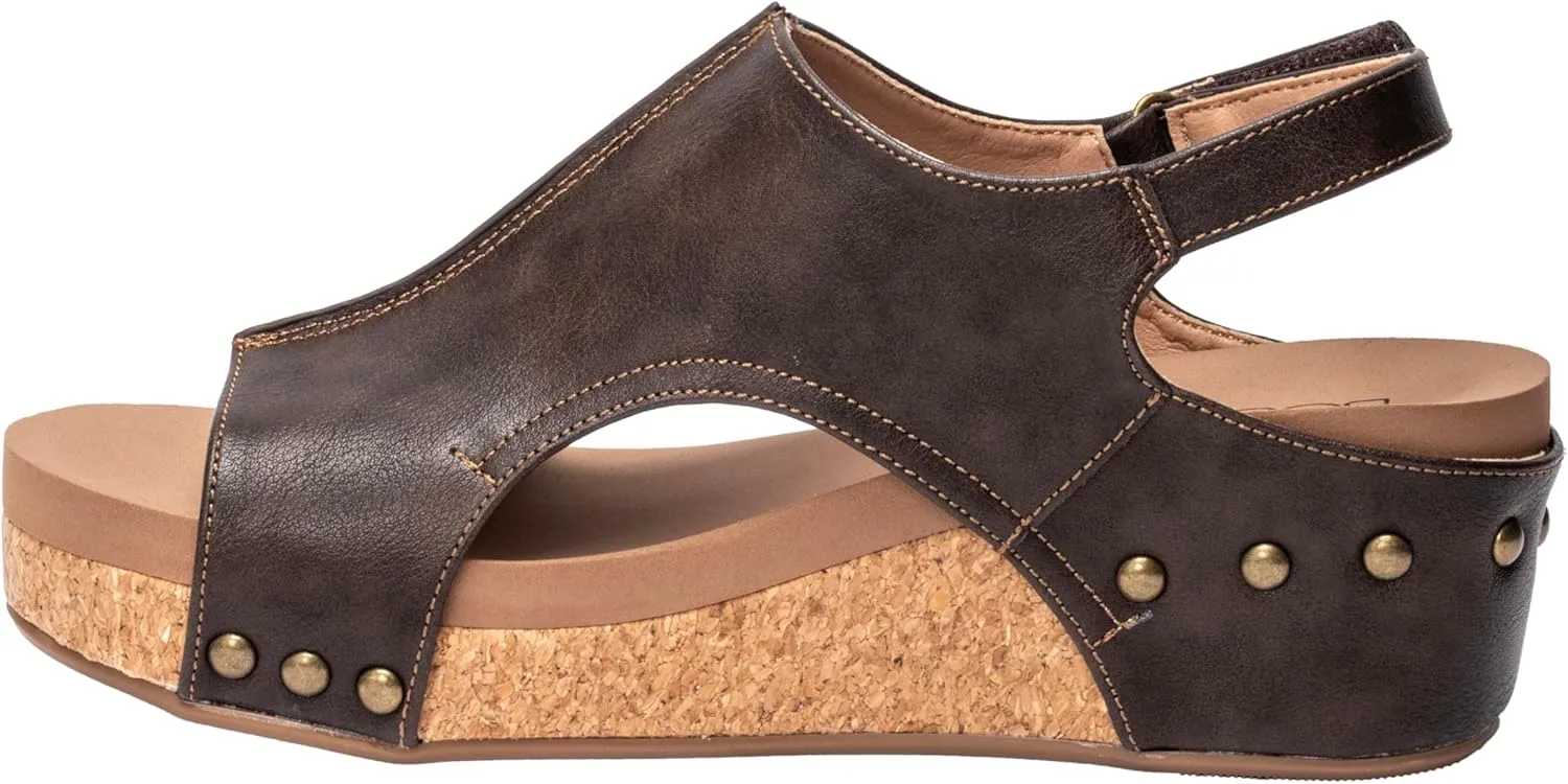 Corkys Footwear Women's Volta II Wedge Sandal - 2 Inch Cushioned Wedge, Hook & Loop Closure for Comfort & Style, Perfect for Casual & Dressy Outfits, All Day Wear