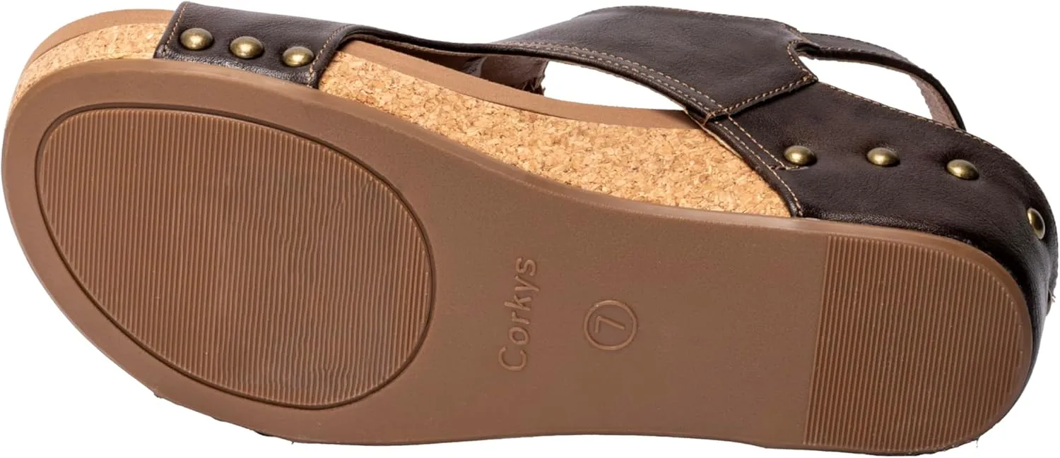Corkys Footwear Women's Volta II Wedge Sandal - 2 Inch Cushioned Wedge, Hook & Loop Closure for Comfort & Style, Perfect for Casual & Dressy Outfits, All Day Wear
