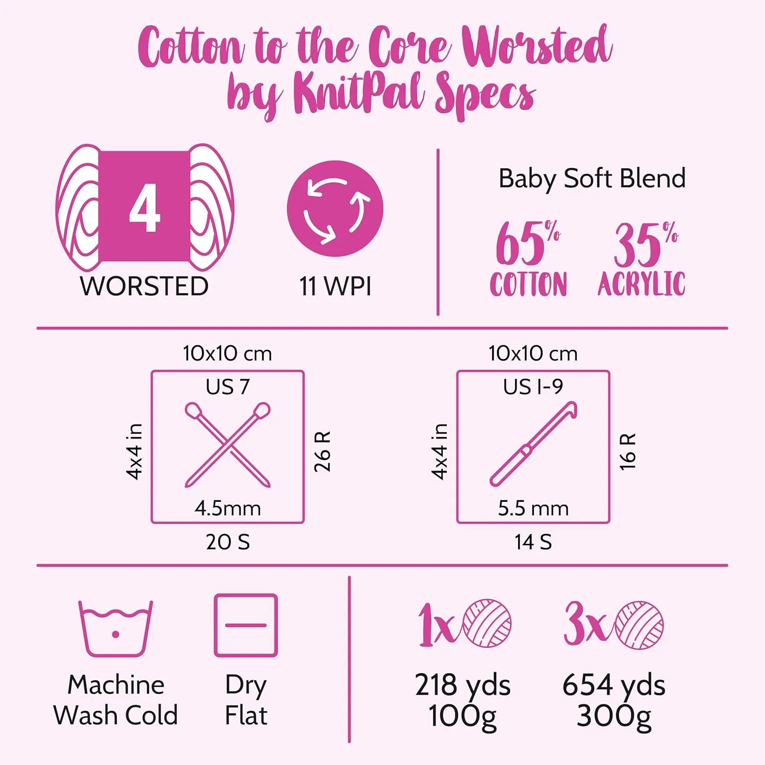 Cotton to The Core Worsted Weight Yarn for Crocheting, 3 Skeins, 654 Yds/300G, Free Patterns - Soft Cotton Yarn for Knitting - #4 Medium Worsted Weight - Bumblebee Pack