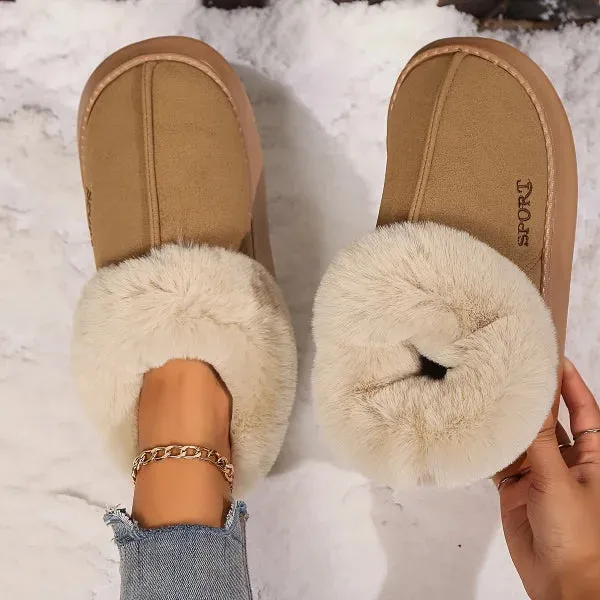 Cozy Plush Soft Slippers for Women with Non-Slip Platform and Faux Fur