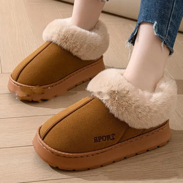 Cozy Plush Soft Slippers for Women with Non-Slip Platform and Faux Fur