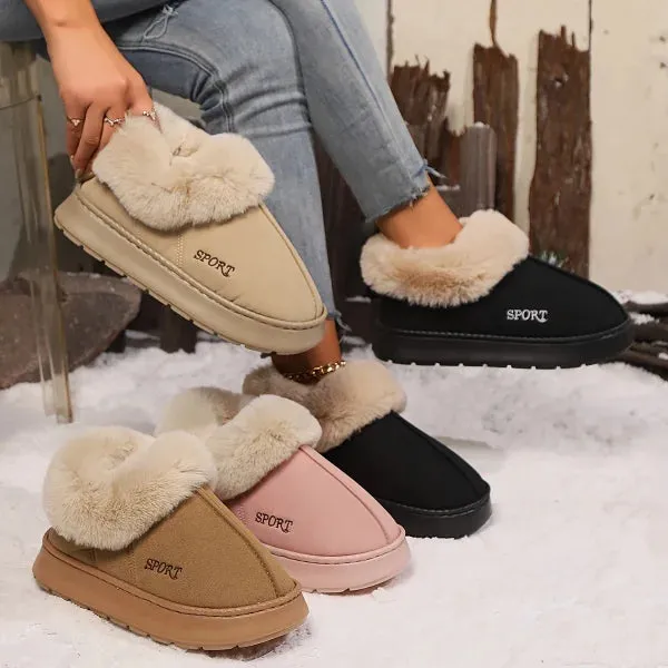 Cozy Plush Soft Slippers for Women with Non-Slip Platform and Faux Fur
